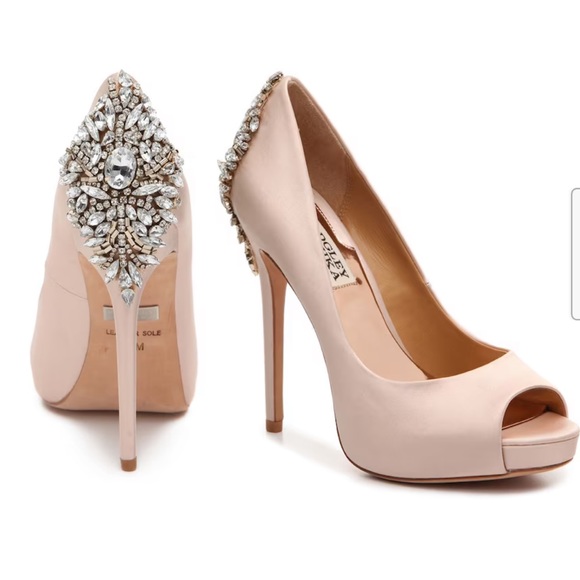 BADGLEY MISCHKA Kiara Embellished Peep Toe pumps 8 womens - Picture 2 of 15